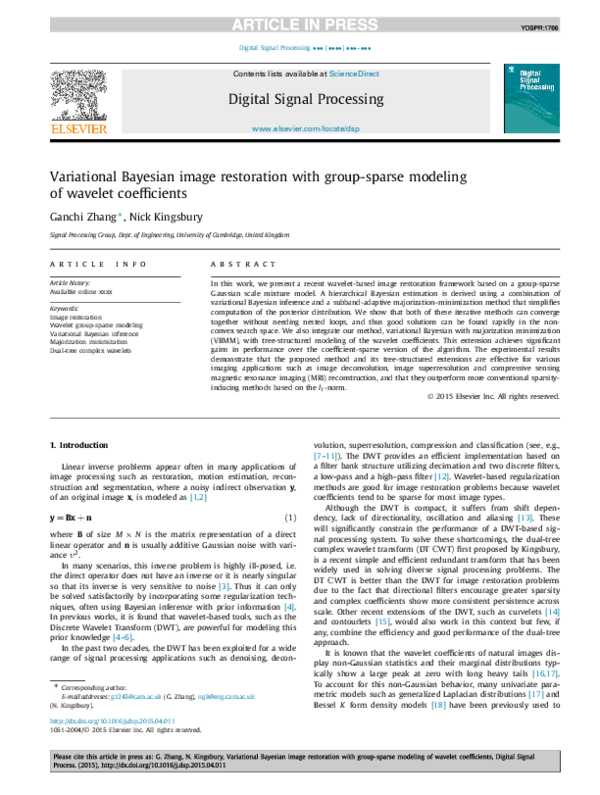(PDF) Variational Bayesian image restoration with group-sparse modeling ...