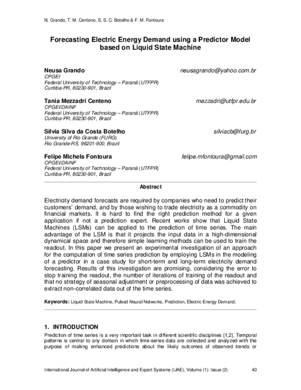 (PDF) Forecasting Electric Energy Demand using a Predictor Model based ...