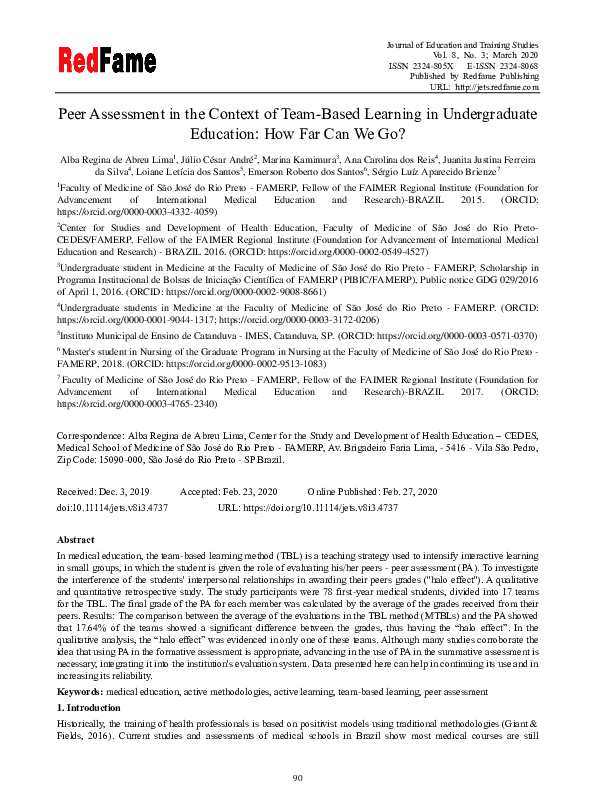 (PDF) Peer Assessment in the Context of Team-Based Learning in ...