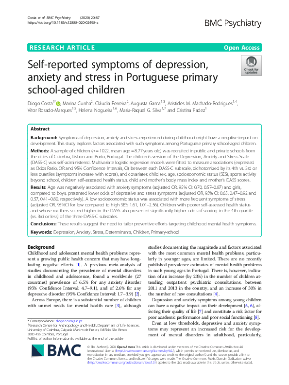 (PDF) Self-reported symptoms of depression, anxiety and stress in ...