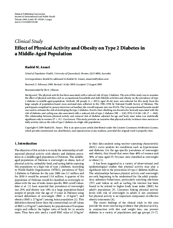 (PDF) Effect of Physical Activity and Obesity on Type 2 Diabetes in a ...