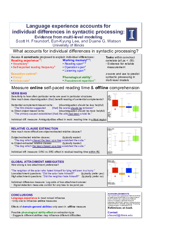 (PDF) individual differences in syntactic processing: Evidence from ...