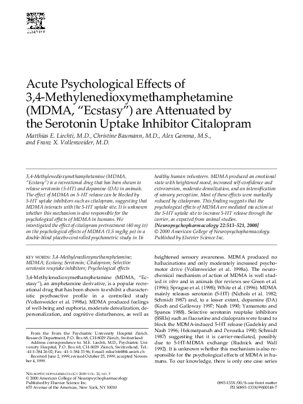 (PDF) Acute psychological effects of 3,4-methylenedioxymethamphetamine ...