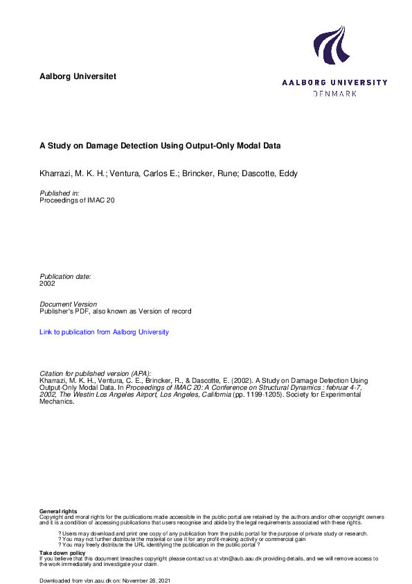 (PDF) A study on damage detection using output-only modal data