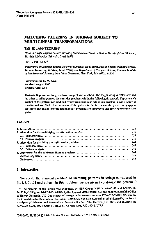 (PDF) Matching patterns in strings subject to multi-linear transformations