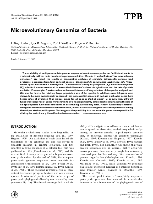 (PDF) Microevolutionary genomics of bacteria