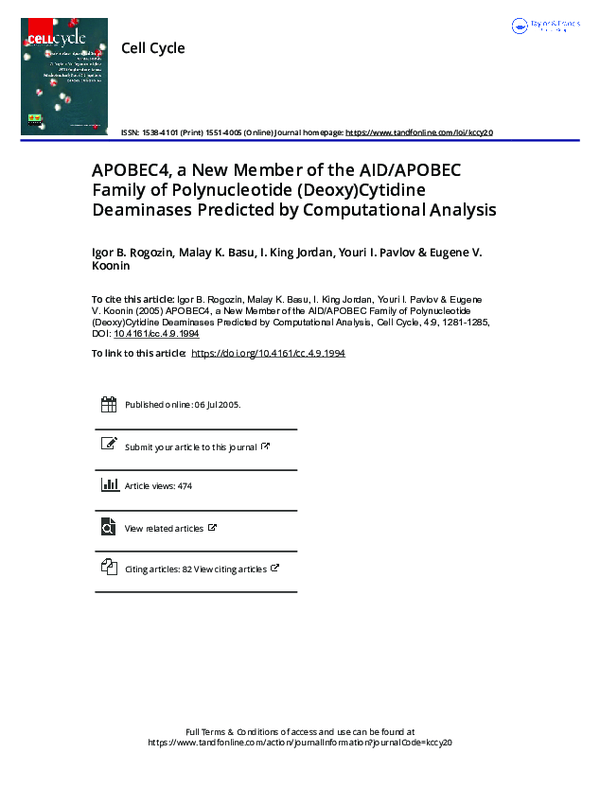 (PDF) APOBEC4, a New Member of the AID/APOBEC Family of Polynucleotide ...