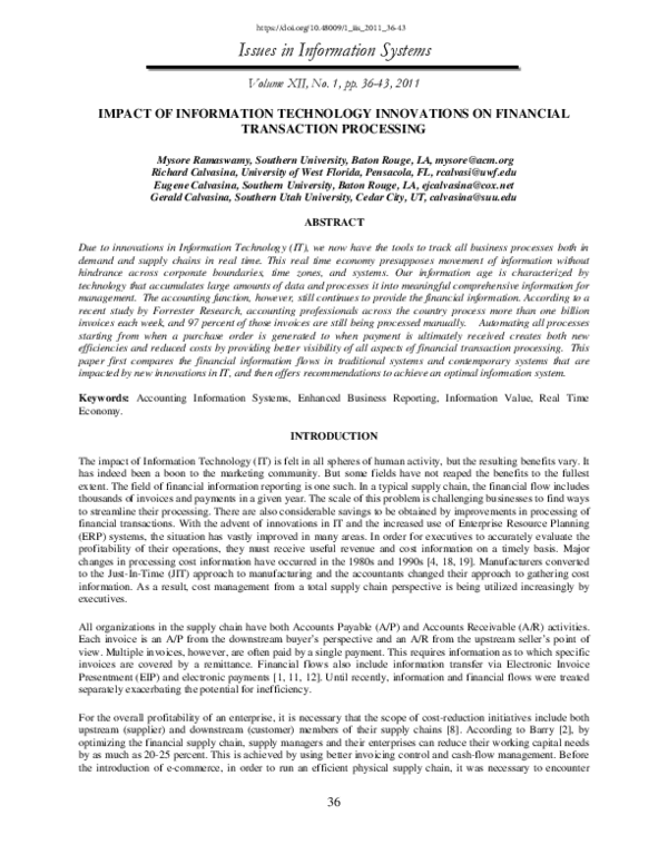 (PDF) Impact of Information Technology Innovations on Financial ...