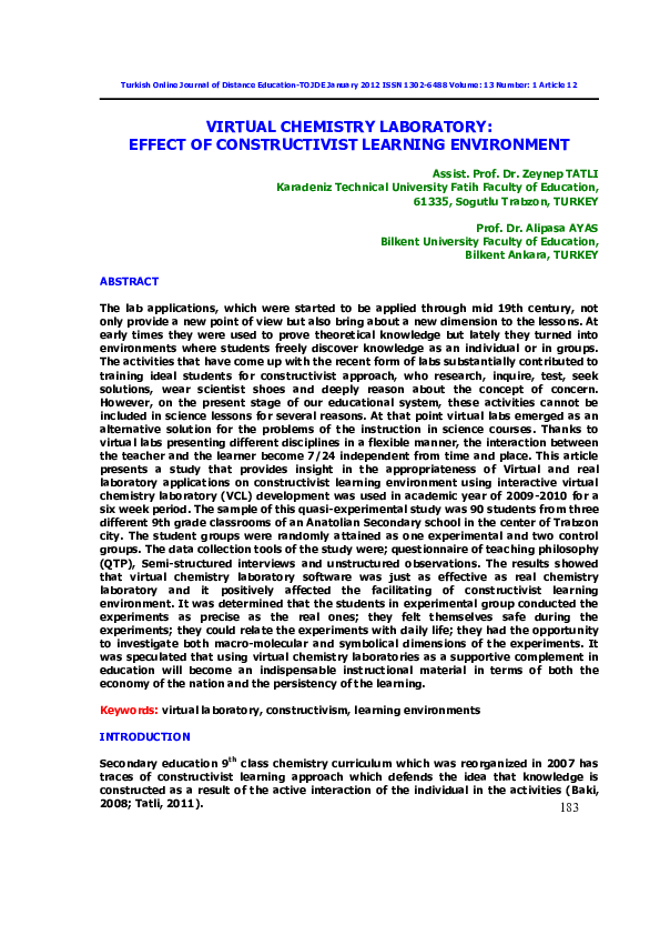 (PDF) Virtual Chemistry Laboratory: Effect of Constructivist Learning ...
