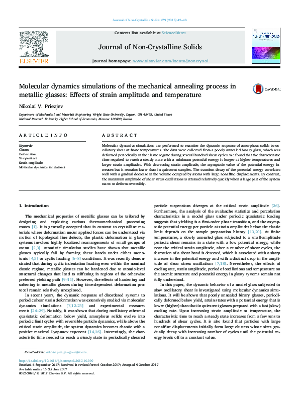 (PDF) Molecular dynamics simulations of the mechanical annealing ...