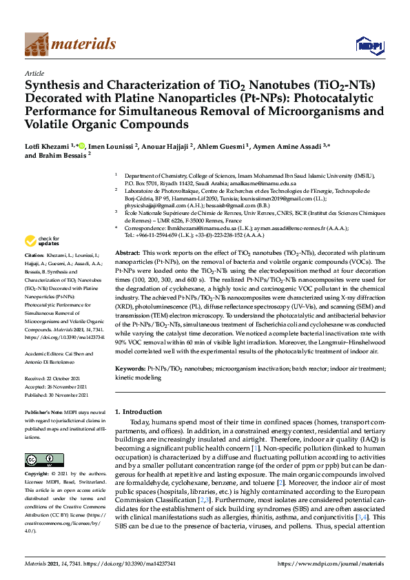 (PDF) Synthesis and Characterization of TiO2 Nanotubes (TiO2-NTs ...