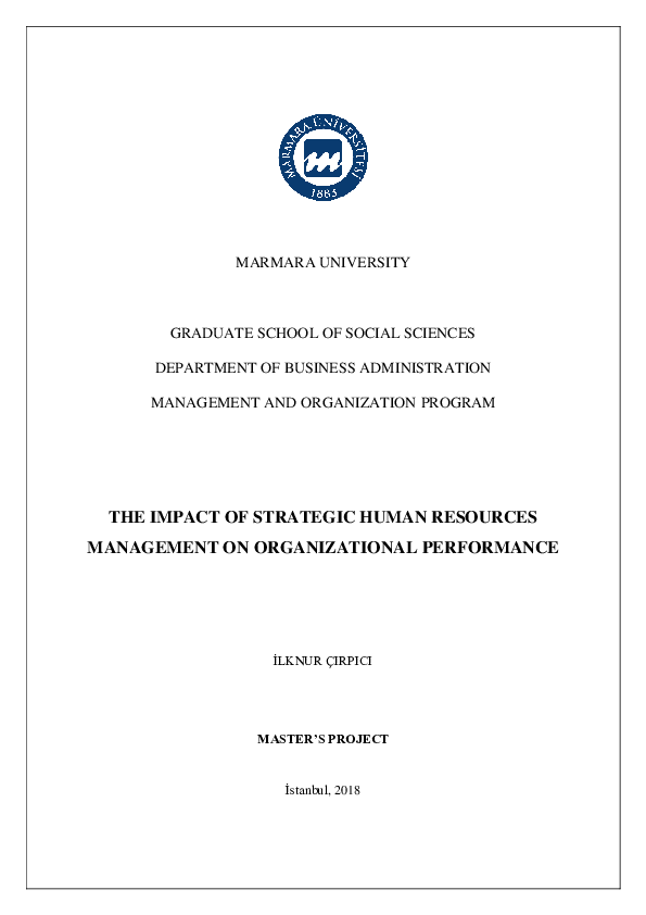 (PDF) THE IMPACT OF STRATEGIC HUMAN RESOURCES MANAGEMENT ON ...