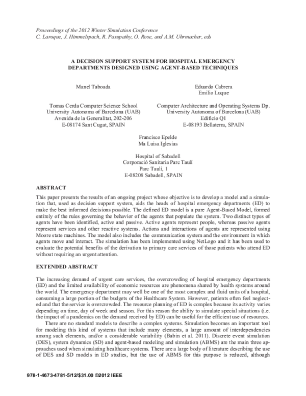 (PDF) A Decision Support System for Hospital Emergency Departments ...