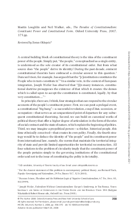 (PDF) The Paradox of Constitutionalism: Constituent Power and ...
