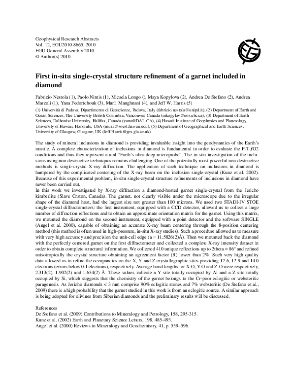 (PDF) First in-situ single-crystal structure refinement of a garnet ...