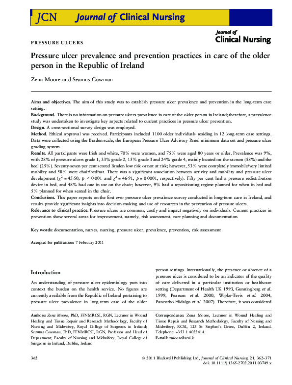 (PDF) Pressure ulcer prevalence and prevention practices in care of the ...