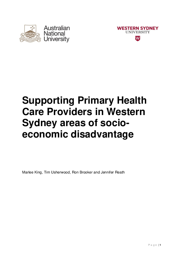 (PDF) Supporting Primary Health Care Providers in Western Sydney Areas ...