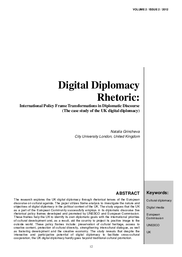 (PDF) Digital Diplomacy Rhetoric: International Policy Frame ...