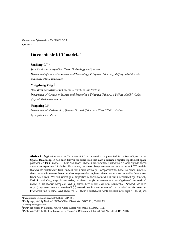 (PDF) On countable RCC models