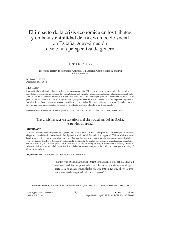 (PDF) El impacto de la crisis económica en los tributos y en la ...