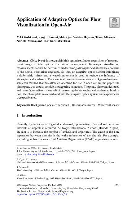 (PDF) Application of Adaptive Optics for Flow Visualization in Open-Air