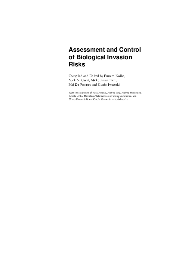 (PDF) Assessment and Control of Biological Invasion Risks