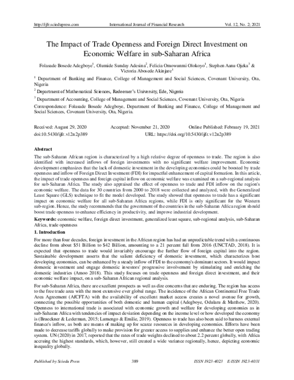 (PDF) The Impact of Trade Openness and Foreign Direct Investment on ...