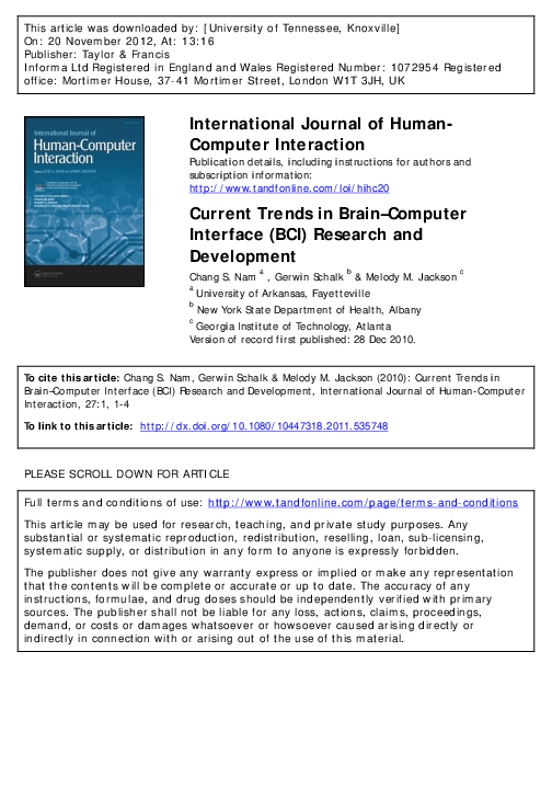 (PDF) Current Trends in Brain–Computer Interface (BCI) Research and ...