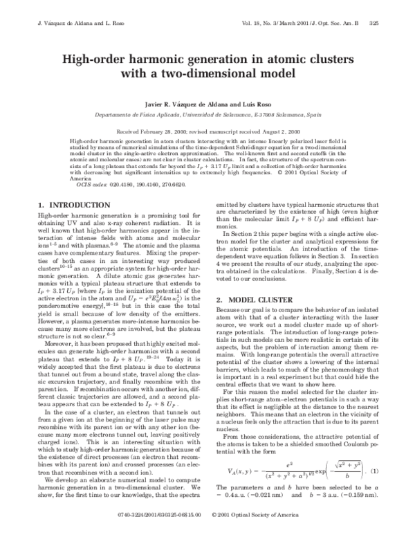 (PDF) High-order harmonic generation in atomic clusters with a two ...