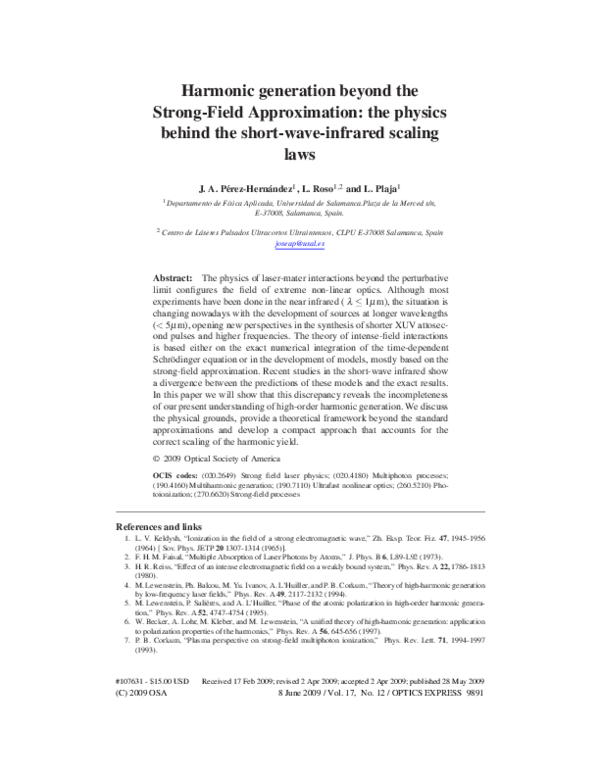 (PDF) Harmonic generation beyond the Strong-Field Approximation: Phase ...