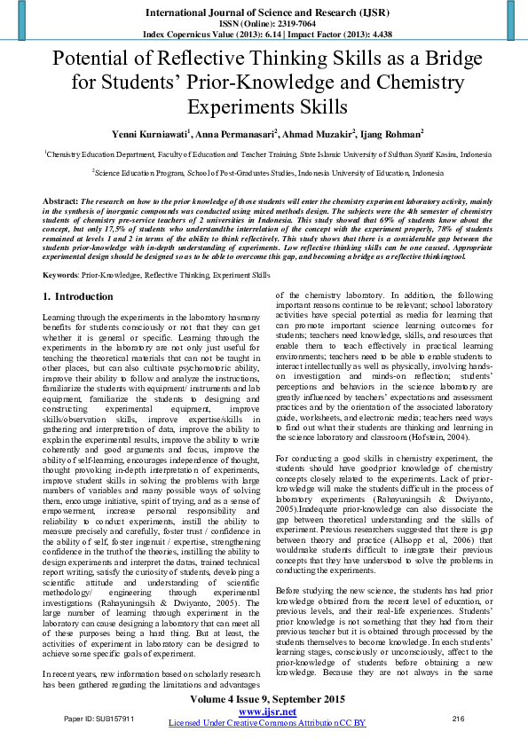 (PDF) Potential of Reflective Thinking Skills as a Bridge for Students ...