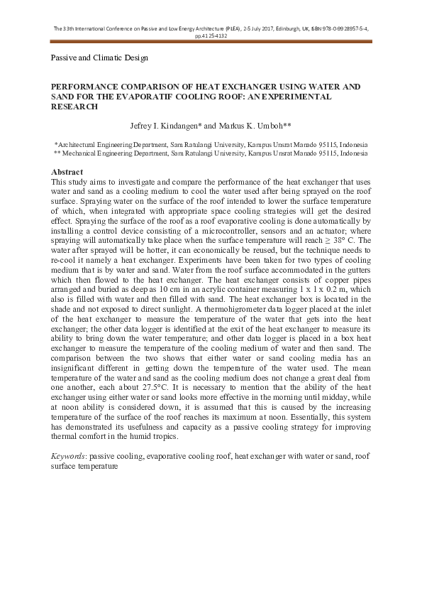 (PDF) Performance Comparison of Heat Exchanger Using Water and Sand for ...