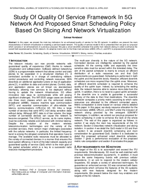 (PDF) Study Of Quality Of Service Framework In 5G Network And Proposed ...