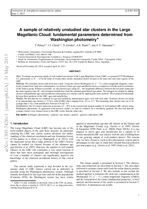 (PDF) A sample of relatively unstudied star clusters in the Large ...