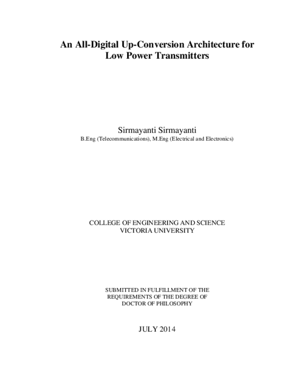 (PDF) An AllDigital UpConversion Architecture forLow Power