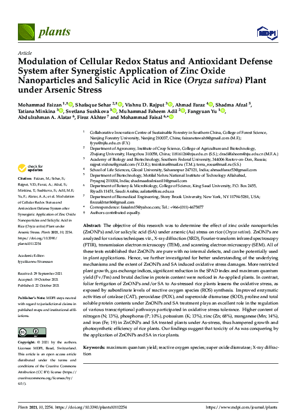 (PDF) Modulation of Cellular Redox Status and Antioxidant Defense ...