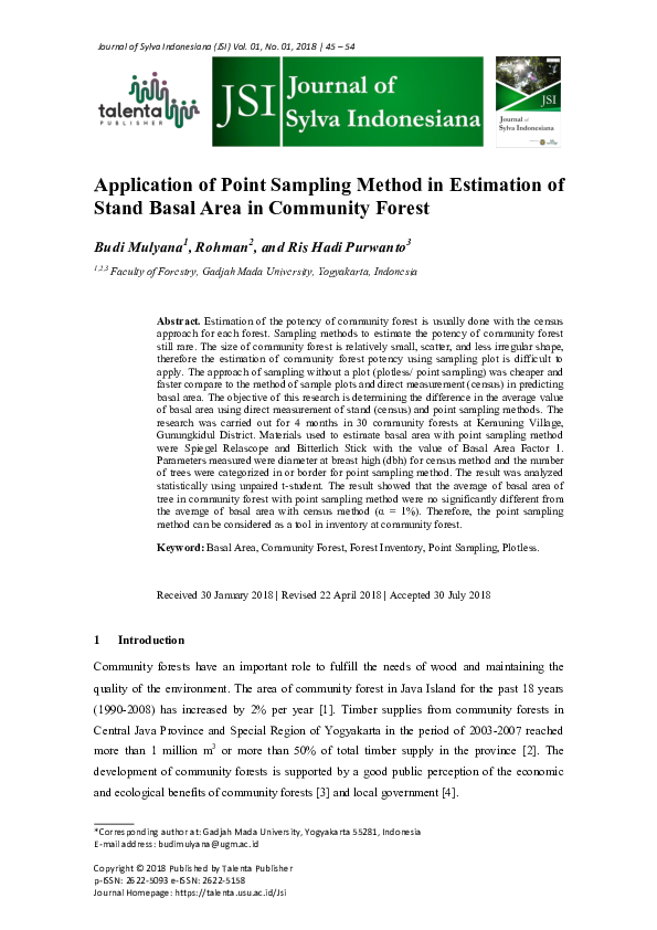 (PDF) Application of Point Sampling Method in Estimation of Stand Basal ...