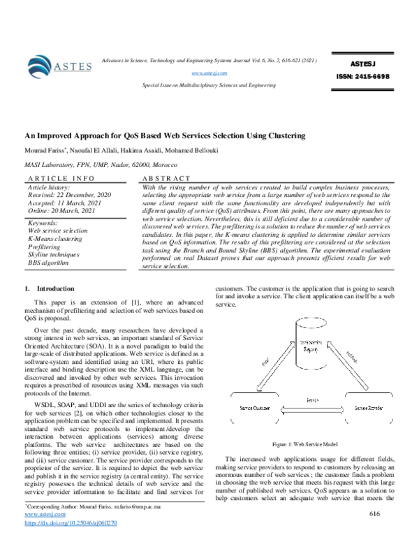 (PDF) An Improved Approach for QoS Based Web Services Selection Using ...