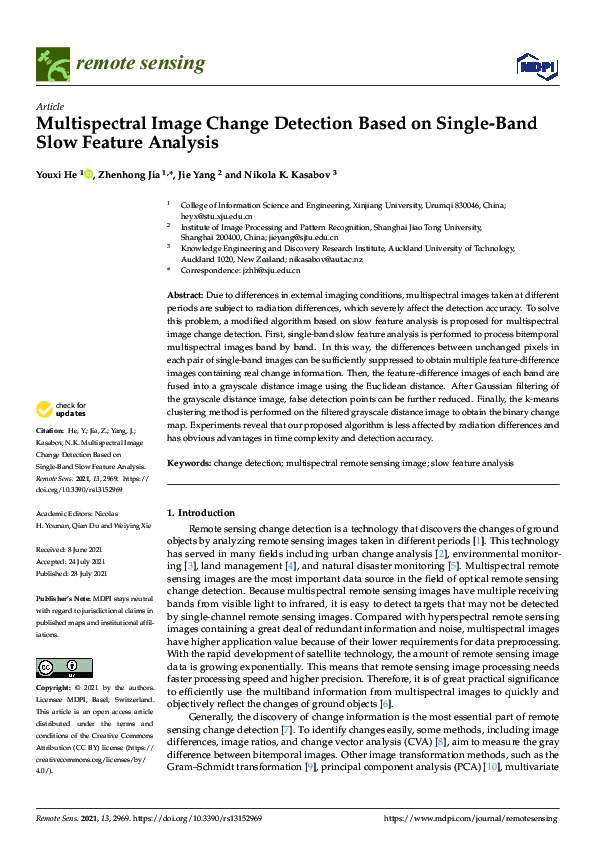 (PDF) Multispectral Image Change Detection Based on Single-Band Slow ...