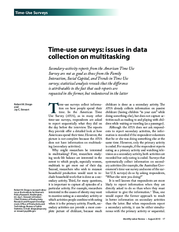 (PDF) Time-Use Surveys Time-use surveys : issues in data collection on ...