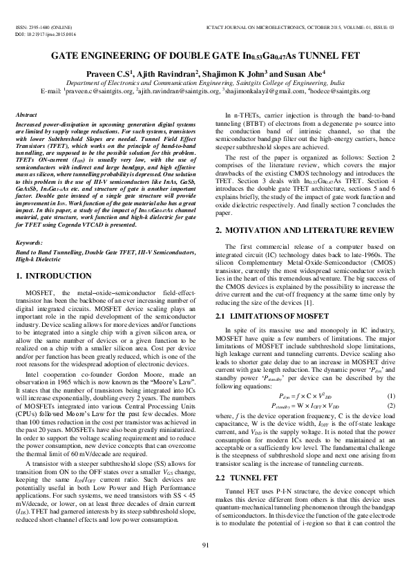 (PDF) GATE ENGINEERING OF DOUBLE GATE In