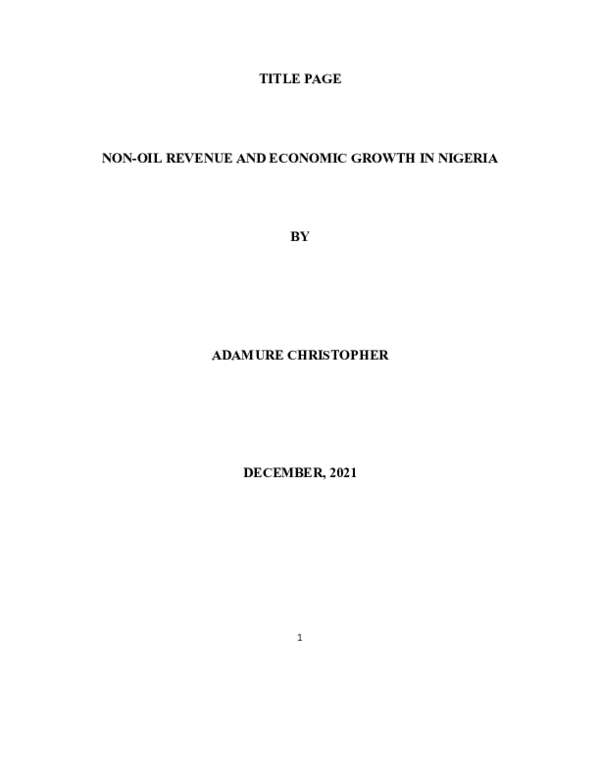 (DOC) NON OIL REVENUE AND ECONOMIC GROWTH IN NIGERIA