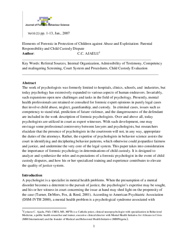 (PDF) Elements of Forensic in Protection of Children against Abuse and ...