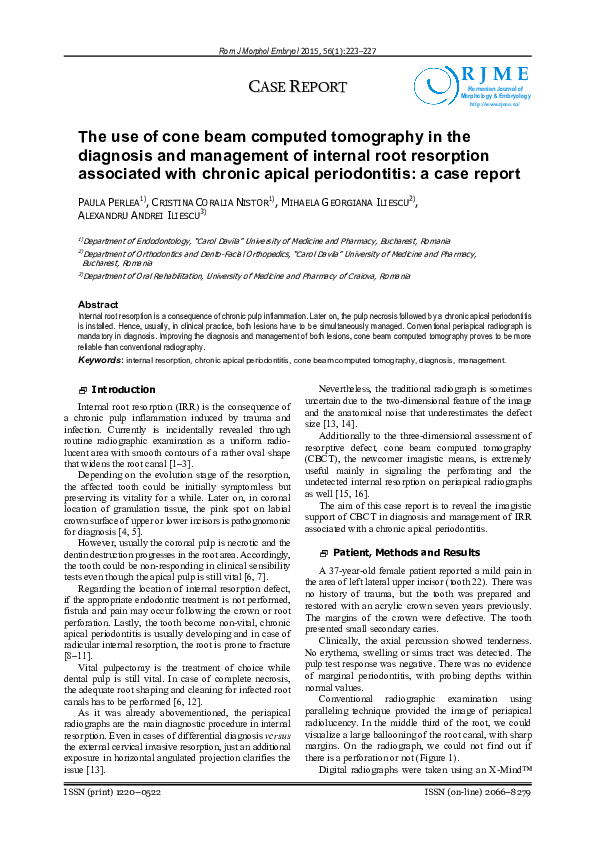 (PDF) The use of cone beam computed tomography in the diagnosis and ...