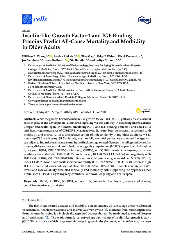 (PDF) Insulin-like Growth Factor-1 and IGF Binding Proteins Predict All ...