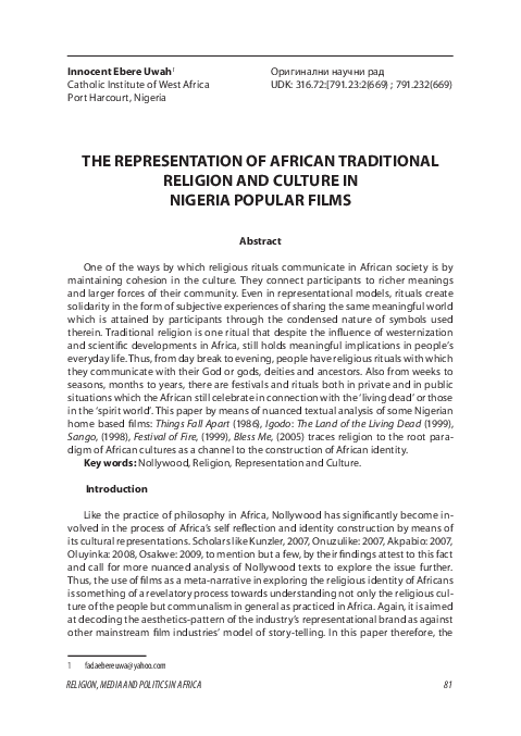 (PDF) The Representation of African Traditional Religion and Culture in ...