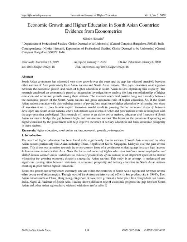 (PDF) Economic Growth and Higher Education in South Asian Countries ...