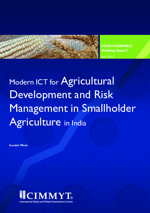 (PDF) Modern ICT for agricultural development and risk management in ...