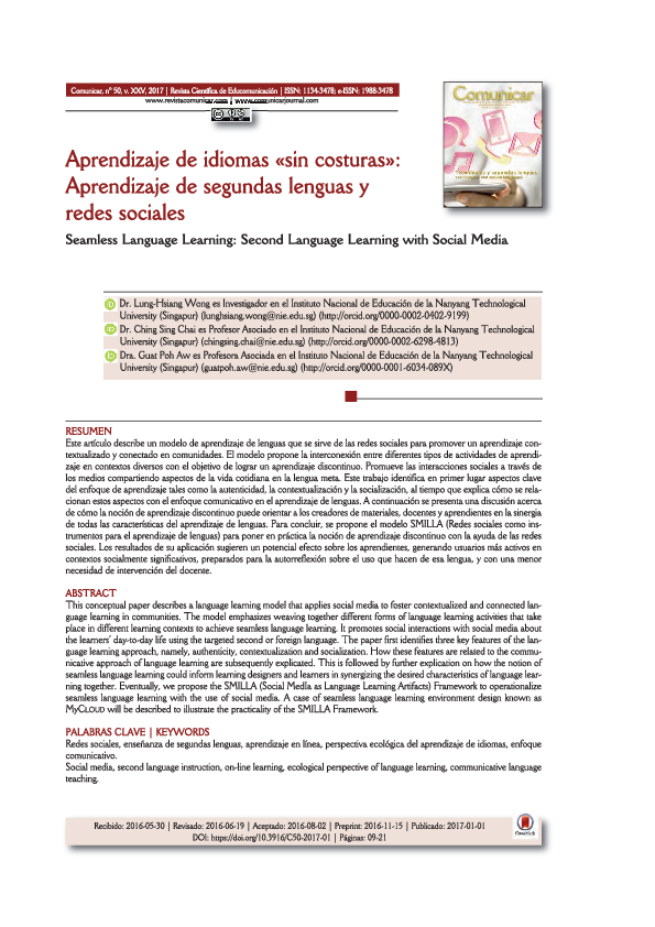 (PDF) Seamless Language Learning: Second Language Learning with Social ...