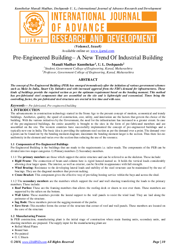 (PDF) Pre-Engineered Building– A New Trend Of Industrial Building